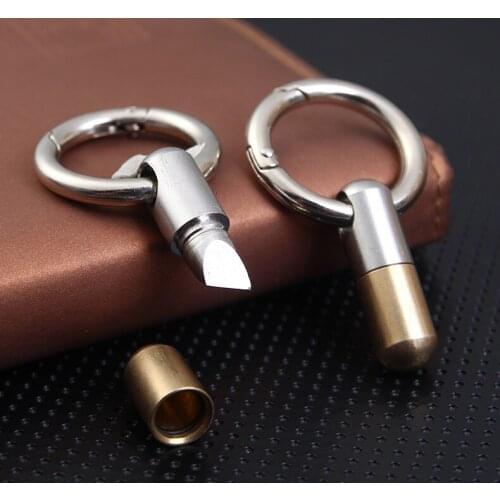 Mini Keychain Portable Pendant Cutting Tool Capsule Knife Tablets Outdoor Survival Emergency Tool Stainless Steel EDC Key Ring