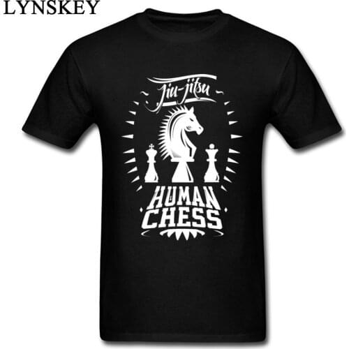 Fashion Human Chess Printed Black T-shirt For Men 100% Cotton Tees Casual Tops Funny Design Plus Size