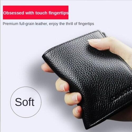 New Style Mens Genuine Leather Wallet Ultra-thin Head Cowhide Wallet Classic Retro Horizontal and Vertical Style Short Purses