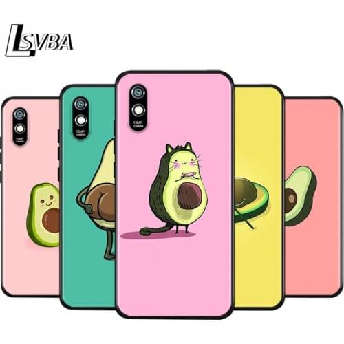 Anti-Fall Soft Black Cover Carton Lovely Avocado For Xiaomi Redmi 10X 5G 9C 9A 9 K20 8A 8 7A 7 S2 6A 6 Matte Phone Case