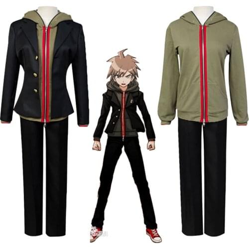 New!!! Danganronpa Dangan Ronpa Makoto Naegi Cosplay Costume Unisex Anime Game Halloween Carnival Party Uniform Sets Wigs C138M3