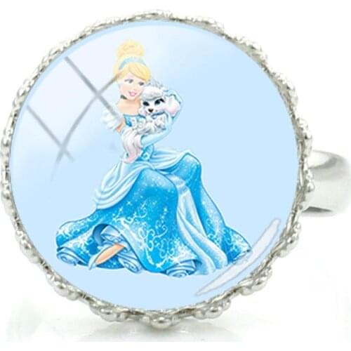 Disney Cinderella 2021 New Ring Taste Temperament Jewelry Adjustable Size Ring Fashion Glass Jewelry For Friends