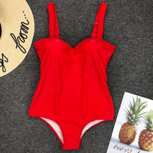 Solid Black Red One Piece Swimsuit Women Vintage Backless Swimwear Female Basic Swimsuit Bathing Suit Bathers Bodysuit 2020