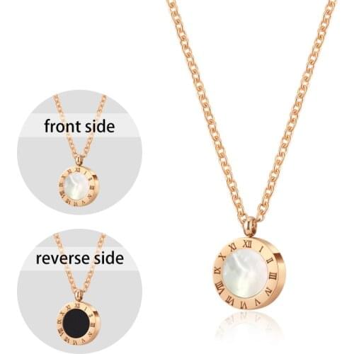 Luxury Elegant Choker Necklaces for Women Stainless Steel Round Roman Numeral Pendant Necklaces 2021 Trend Fashion New Jewelry