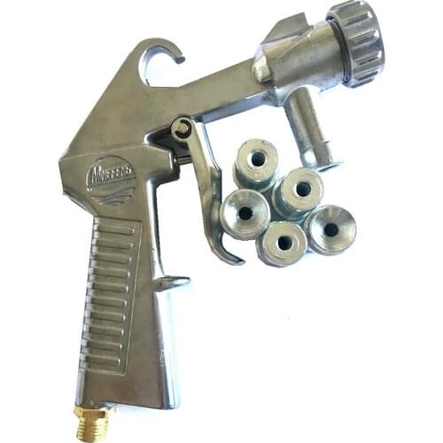 Spraying sand blasting gun with 5pcs silver steel sandblaster nozzle