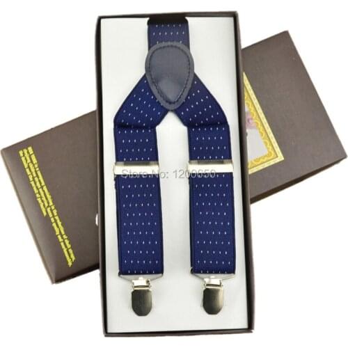 110cm Mens Unisex Clip-on Braces Elastic 3.5cm Wide black blackground gird larger Suspenders Y-back Suspender plaid Wholesale