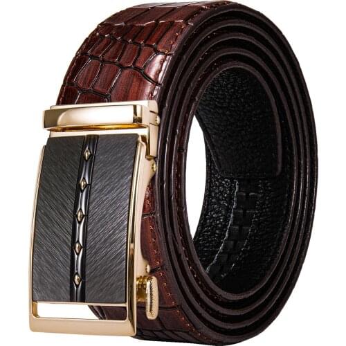 Designer Belts Men High Quality Genuine Leather Strap Famous Brand Automatic Buckle Crocodile Leather Belts For Men DiBanGu