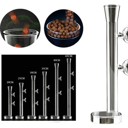 Fish tank glass feeder transparent tube and pan feeder various length specifications 200-450mm fish tank accessories
