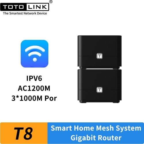 TOTOLINK T8 AC1200 Mesh Wifi Gigabit Router 2 Pack Wireless Repeater APP Remote Manage