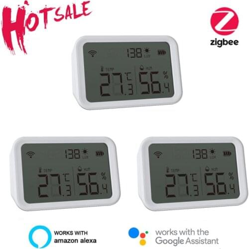 Smart Temperature And Humidity Sensor Detect Tuya Zigbee Luminous Intensity Home Automation Work With Alexa Google Home