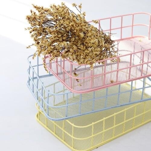 Japanese-style Wrought Iron Storage Basket Home Use Desktop Sundries Finishing Small Part Jewelry Cosmetics Organizer Net Basket