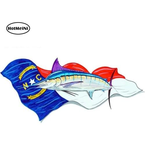 HotMeiNi 13cm x 5.7cm NC Flag and Blue Marlin Printed Vinyl Decal Window Car SUV Truck Car Sticker Waterproof Graphic