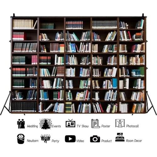 Modern Style Checkered Bookshelf Portrait Photography Background Indoor Decoration Vinyl Backdrop Photocall Studio Props