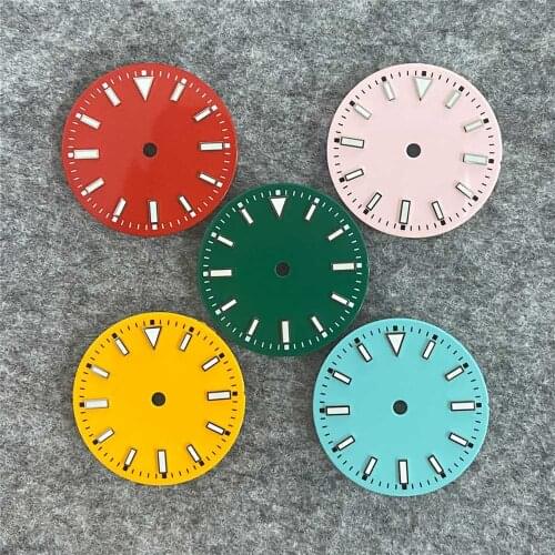 29MM Green Luminous Watch Dial Replacement for NH35 No Calendar Sterile Dial for NH35/ETA2836/Miyota 8215 Watch Movement