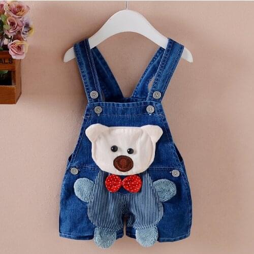 1Pcs Cute Little Bear Summer Baby Boy Clothes Toddler Infant Girls Shorts Lovely Cartoon Denim Overalls Kids Baby Jeans Jumpsuit