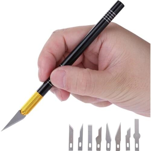 10pcs/lot Precision Hobby Knife Stainless Steel Blades DIY Carving Knife for Craft Artwork Wood Model PCB Repair Tools