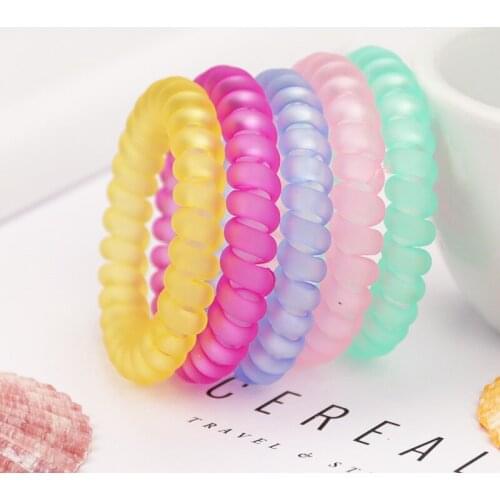 10pcs/lot Telephone Cord Elastic Ponytail Holders Girls Women Hair Ring Accessories Fashion Matte Texture Colors Hot Tie Gum