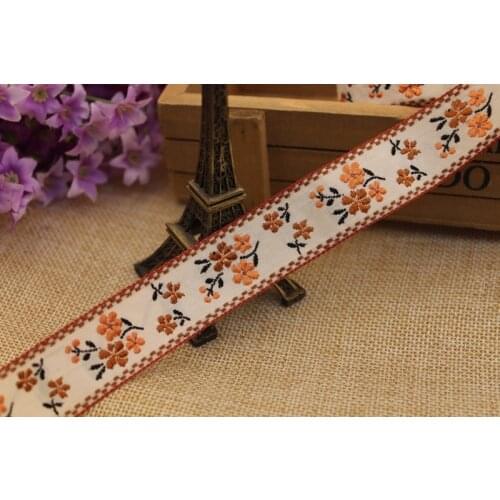 10 yards/lot 2.3cm Woven Jacquard Ribbon Flower Craft Cotton