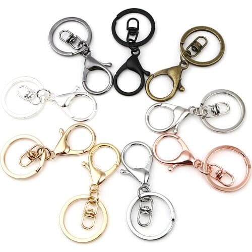 5pcs/lots 30mm Key Ring Long 70mm Popular Classic 9 Colors Lobster Clasp Key Hook Chain Jewelry Making For Keychain