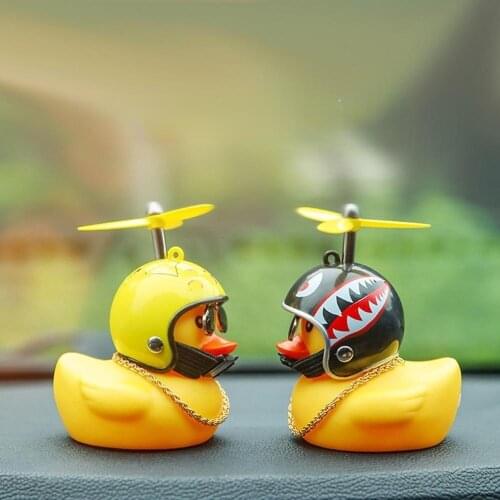Car Duck with Helmet Broken Wind Small Yellow Duck Without Lights For All Car Accessories Decor Motor Helmet Riding Cycling Etc
