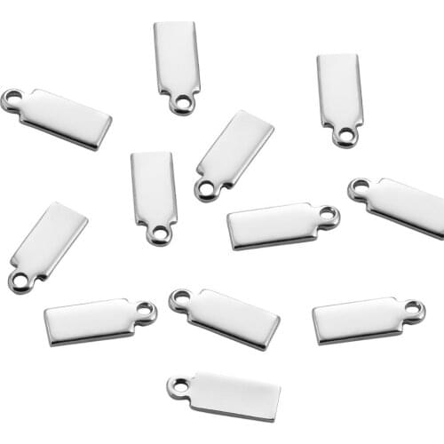 25pcs Stainless Steel Rectangle Tag for DIY charms jewelry making for Bracelet Necklace 10*4mm