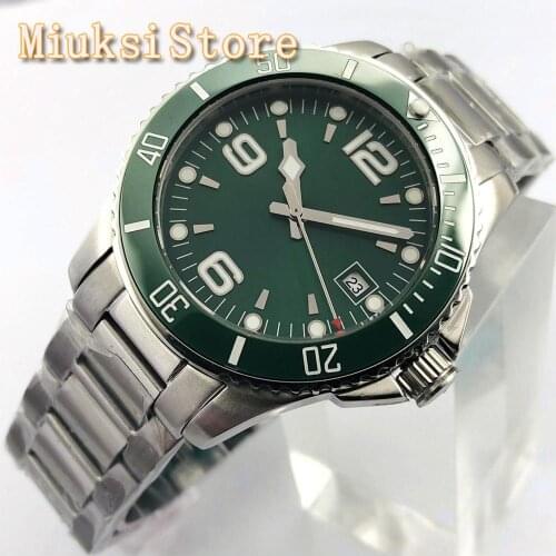 BLIGER 40mm Mens Top Luxury Casual Business Watch Sapphire Glass Green Sterile Dial Date Luminous Stainless Steel Mens Watch