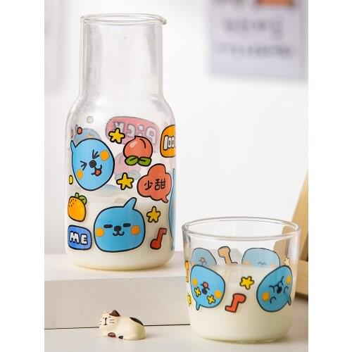 Japanese Style Single Milk Cup Cute Motif Printing Summer High Capacity Creative Afternoon Tea Beverage Pot
