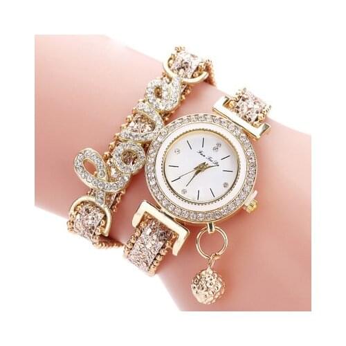 Korean style female student casual fashion with letter LOVE full diamond fashion watch fashion luxury quartz watch women