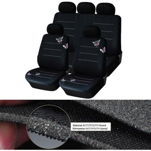 Car-styling Embroidered Butterfly Car Seat Cover Universal Car Interiors Seat Covers Black Covers Hot Drop Shipping