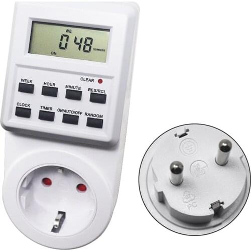 AC 230V Digital Time Switch Programmable Timer Switch Electronic Timer Socket Outlet with Random/Sumer Time Function
