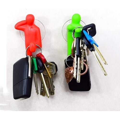 Suction Cup Hanging Kids Toothbrush Key Holder Hanger Hook & Bathroom Organizer Home Wall Hanging Decorative Hook