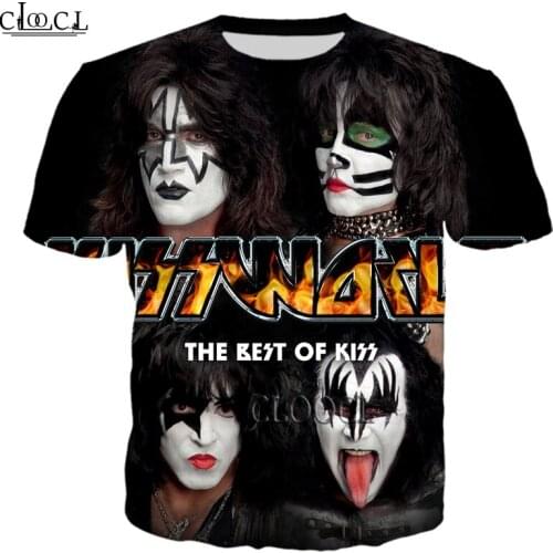 HX Newest Rock KISS Band T Shirt 3D Print Fashion Harajuku Streetwear Tee Shirt Pullover Tops Oversized Clothes Drop Shipping