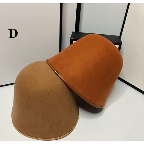 HT062 2020 Hat winter womens fashion Solid color hat bucket cap fishermans hat retro wool basin Bucket Hat