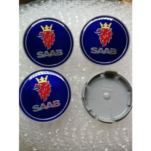 4X 63MM Blue/Black WHEEL Hub Center badge LOGO Caps Fits for saab BJ SCS SAAB AUTO ACCESSORY