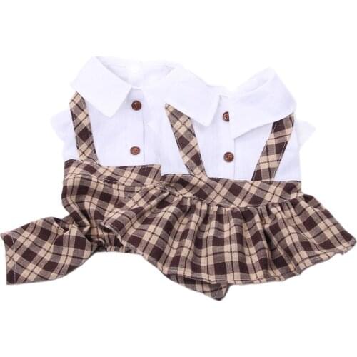 Dog/Girl Cat Jumpsuit/Dress Vest Plaid Design Pet couple outfit Pet Puppy Spring/Summer Clothes 5 Sizes