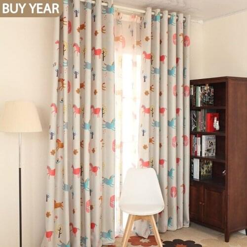 Cartoon Curtains for Living dining Room Bedroom Pony Thickened Printing Curtains Kindergarten Childrens Room Curtains Window