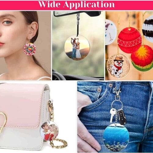 N0HE 50Pcs Acrylic Circle Blanks Clear Acrylic Rounds with Hole 2 Inch Acrylic Blank for Keychain Pendant DIY Jewelry Making