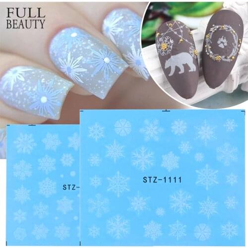 New Years Slider for Nail Designer White Black Snowflake Bear Elk Transfer Water Sticker Decals Nail Decor Set CHSTZ1098-1113