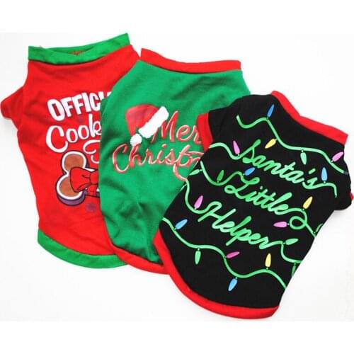 Dropshipping Christmas Dog Clothes Cotton Pet Clothing For Small Medium Dog Vest Shirt New Year Puppy Dog Costume Pet Vest Shirt