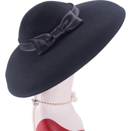 Lawliet Womens Vintage Look Wool Felt Floppy Wide Brim Dress Wedding Church Bridal Hat A508