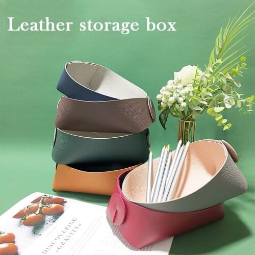 Folding Desktop Organizer PU Jewelry Tray Makeup Stationery Holder Storage Box for Keychain Small Items TS2