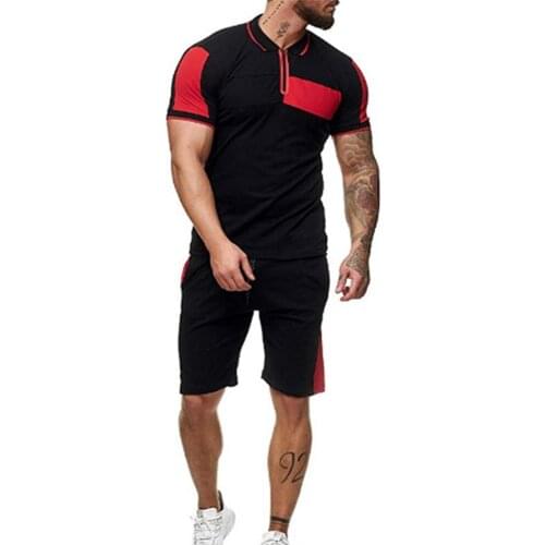 New Summer Short Sleeve Sport Suits Mens Tracksuit Breathable Sweat Suits Male Sportswear 2 Piece Set Men Shorts + T-shirt