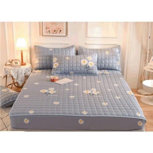 Quilted Bed Sheet Printed Brushed Mattress Protector Hotel Bed Cushion Cover Multiple size Mattress Cover Home Supplies LD379