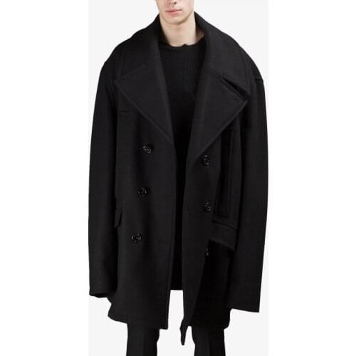 Loose Extra mid-length coat wool cashmere autumn and winter thick coat large size profile OVERSIZE