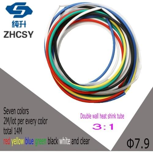 14M/lot 7.9mm Heat Shrink Tube 3:1 ratio Dual Wall Tubing Adhesive Lined with Glue Wrap Wire Cable kit in cable sleeves