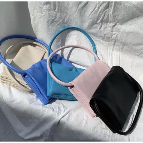 Fashion Candy Color Ladies pu leather Bag Retro Female Hobos Handbag Vintage Design Women Baguette Shoulder Bag Clutch Purse
