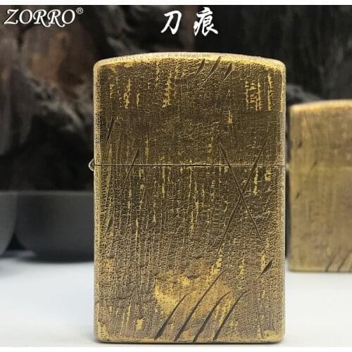 Zorro Hand Carved Precision Old Personality Originality Genuine Brass Knife Mark Kerosene Lighter