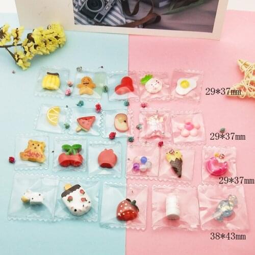 10pcs Resin Food Candy Charms Pendants Cookie Candies Bag Pendants for DIY Necklace Earring Keyring Jewelry Making Accessories