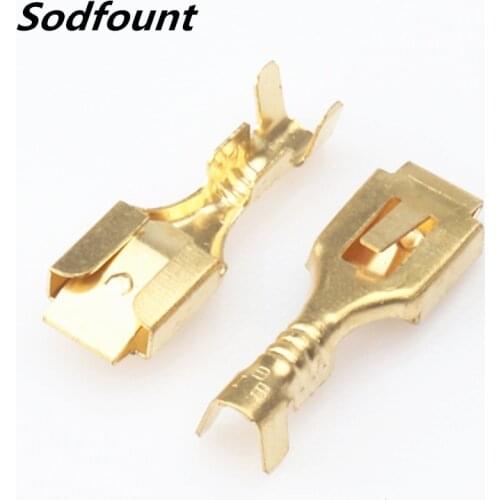 100pcs H62 brass tinned 6.3mm automotive terminal Automotive connector female terminal DJ621-B6.3B