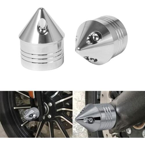 2PCS Chrome Motorcycle Front Axle Nut Cover Cap Bolt Aluminum For Harley Touring Softail Breakout Dyna Street Bob V-Rod Sporster